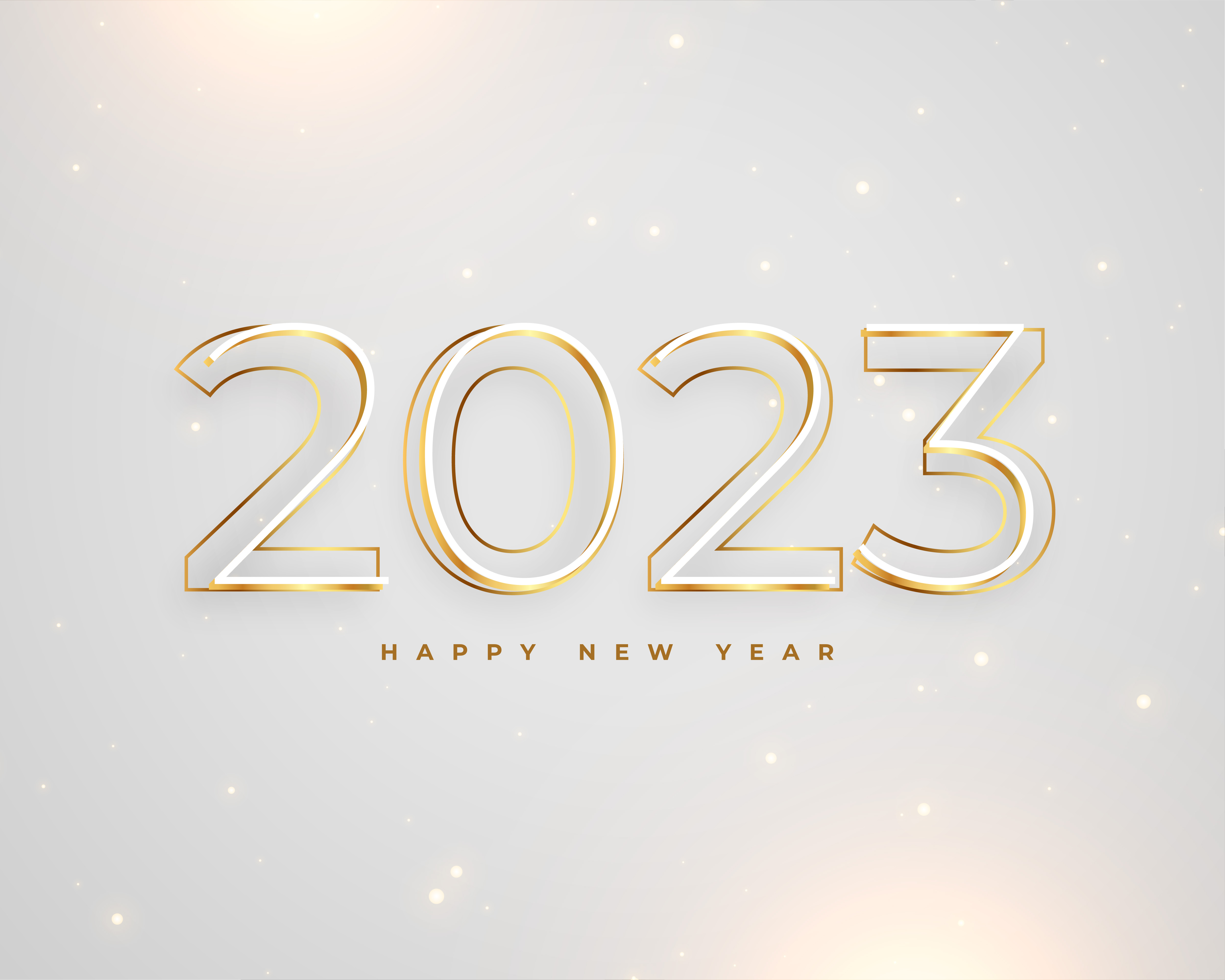 line style 2023 golden and silver text for new year background